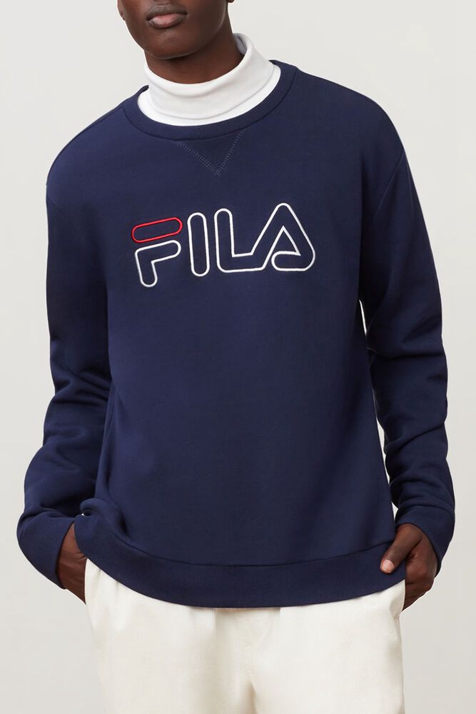 Fila Sweatshirt Mens Navy - Basil - Philippines 4680725-JC